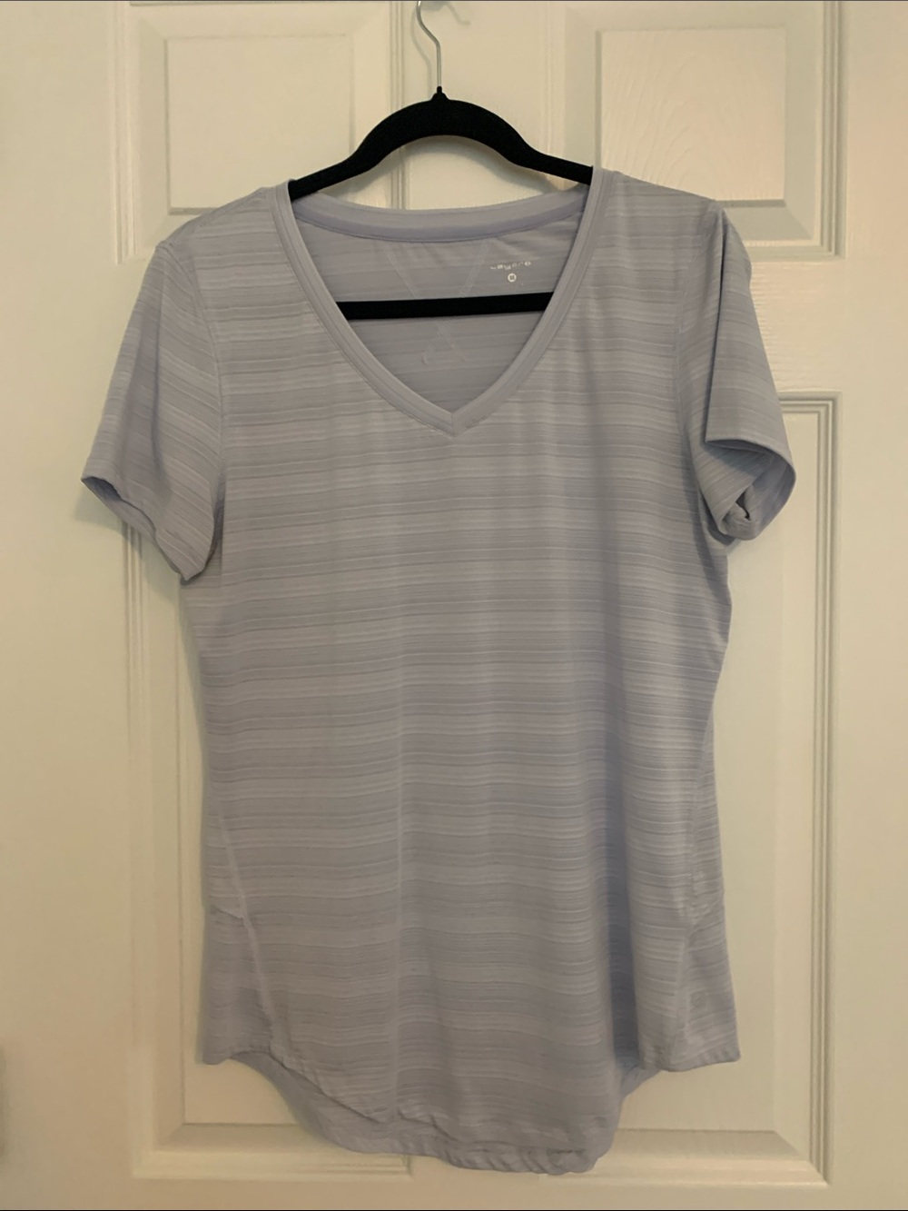 Women's Light Gray V-Neck Short Sleeve Athletic Tee